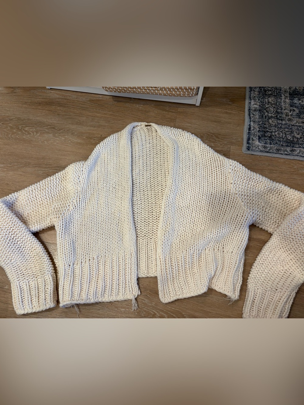 Free People Cream Chunky Open-Front Women’s Sweater Cardigan